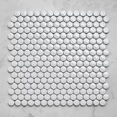 Temple &amp; Webster Kai Gloss White Penny Round Porcelain Mosaic Tile