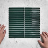 Temple &amp; Webster Reid Gloss Forest Green Kit Kat Porcelain Mosaic Tile