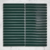 Temple &amp; Webster Reid Gloss Forest Green Kit Kat Porcelain Mosaic Tile