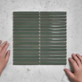 Temple &amp; Webster Reid Gloss Green Kit Kat Porcelain Mosaic Tile