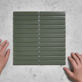 Temple &amp; Webster Scout Matte Green Kit Kat Porcelain Mosaic Tile