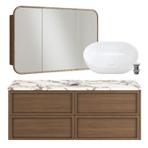 Temple &amp; Webster Viola-Look 1200mm Wall Hung Vanity with Basin &amp; Rectangular Shaving Cabinet Package