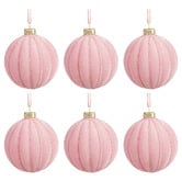 Temple &amp; Webster Set of 6 Velvet Flocked Glass Baubles