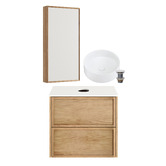 Temple &amp; Webster Cali 600mm Wall Hung Vanity with Basin &amp; Oak Shaving Cabinet Package