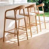 Temple &amp; Webster 67cm Jasper Solid Oak Wood Bar Stool