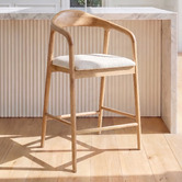 Temple &amp; Webster 67cm Jasper Solid Oak Wood Bar Stool