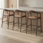 Temple &amp; Webster 67cm Jasper Solid Oak Wood Bar Stool