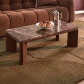 Temple &amp; Webster Misha Rectangular Mango Wood &amp; Marble Coffee Table