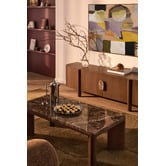 Temple &amp; Webster Misha Rectangular Mango Wood &amp; Marble Coffee Table