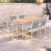 Temple &amp; Webster 6 Seater Coogee Eucalyptus Wood Outdoor Dining Set