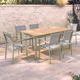 Temple &amp; Webster 6 Seater Coogee Eucalyptus Wood Outdoor Dining Set