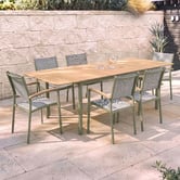 Temple &amp; Webster 6 Seater Coogee Extendable Eucalyptus Wood Outdoor Dining Set