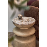 Temple &amp; Webster Eliza Marble &amp; Mango Wood Side Table