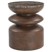 Temple &amp; Webster Eliza Marble &amp; Mango Wood Side Table