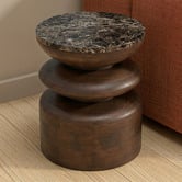 Temple &amp; Webster Eliza Marble &amp; Mango Wood Side Table