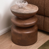 Temple &amp; Webster Eliza Marble &amp; Mango Wood Side Table