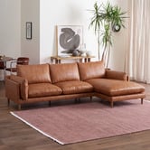 Temple &amp; Webster Terry 4 Seater Genuine Leather Sofa with Chaise