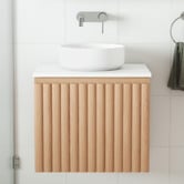 Temple &amp; Webster Rhea 600mm Fluted Wall Hung Single Vanity