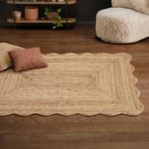 Temple &amp; Webster Natural Nancy Hand-Woven Jute &amp; Coir Scalloped Rug