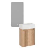 Temple &amp; Webster Rhea 400mm Fluted Wall Hung Vanity &amp; LED Mirror Package