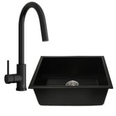 Temple &amp; Webster Carson Classic Gooseneck Pull-Out Kitchen Mixer &amp; Granite Sink Package