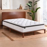 Temple &amp; Webster Walnut Portia Bed Frame &amp; Luxury Pocket Spring Mattress Set