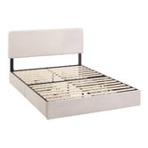 Temple &amp; Webster Beige Pauline Bed Frame with Drawers &amp; Luxury Pocket Spring Mattress Set