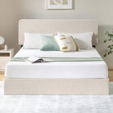 Temple &amp; Webster Beige Pauline Bed Frame with Drawers &amp; Luxury Pocket Spring Mattress Set