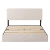 Temple &amp; Webster Beige Pauline Bed Frame with Drawers &amp; Luxury Pocket Spring Mattress Set