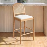 Temple &amp; Webster 66cm Louie Arched Rattan &amp; Solid Beech Wood Bar Stool