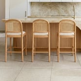 Temple &amp; Webster 66cm Louie Arched Rattan &amp; Solid Beech Wood Bar Stool