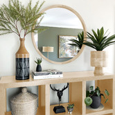 One Six Eight London Tina Round Wooden Mirror