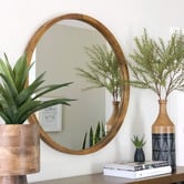 One Six Eight London Tina Round Wooden Mirror