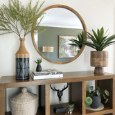 One Six Eight London Tina Round Wooden Mirror