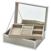 One Six Eight London Cool Grey Sara Large Personalised Glass Jewellery Box