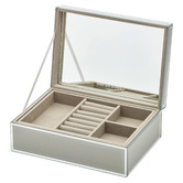 One Six Eight London Cool Grey Sara Large Personalised Glass Jewellery Box
