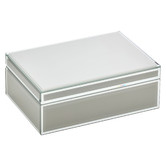 One Six Eight London Cool Grey Sara Large Personalised Glass Jewellery Box