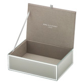 One Six Eight London Cool Grey Sara Medium Personalised Glass Jewellery Box