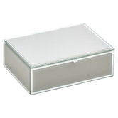 One Six Eight London Cool Grey Sara Medium Personalised Glass Jewellery Box