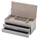 One Six Eight London Cool Grey Gabriella Large Personalised Glass Jewellery Box