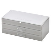 One Six Eight London Cool Grey Gabriella Large Personalised Glass Jewellery Box