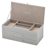 One Six Eight London Cool Grey Gabriella Large Personalised Glass Jewellery Box