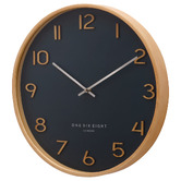 One Six Eight London Petrol Blue Wallace Silent Wall Clock