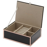 One Six Eight London Black Sara Medium Glass Jewellery Box