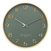 One Six Eight London Olive Green Wallace Silent Wall Clock