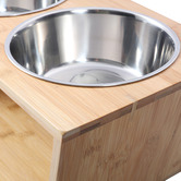 Charlies Pet Product Bamboo Dog Feeder with Stainless Steel Bowls