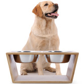 Charlies Pet Product Bamboo Dog Feeder with Stainless Steel Bowls