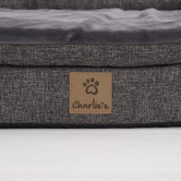 Charlies Pet Product Grey Faux Linen Bolster Dog Sofa Bed