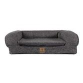 Charlies Pet Product Grey Faux Linen Bolster Dog Sofa Bed