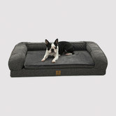 Charlies Pet Product Grey Faux Linen Bolster Dog Sofa Bed